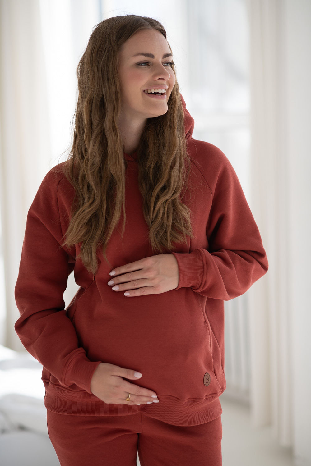 Zateplená těhotenská mikina 3v1 Motherhood Chilli Oil